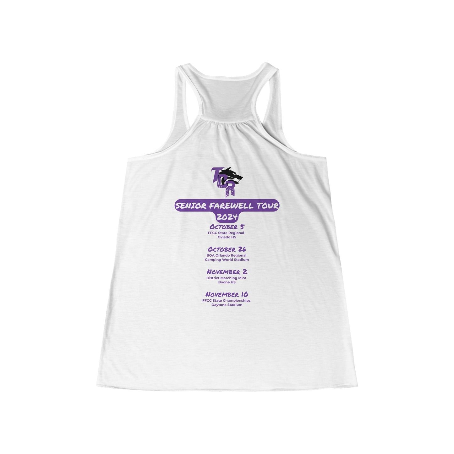 Women's TCR Seniors Class of 2025 Regiment Flowy Racerback Tank with Show Design Elements