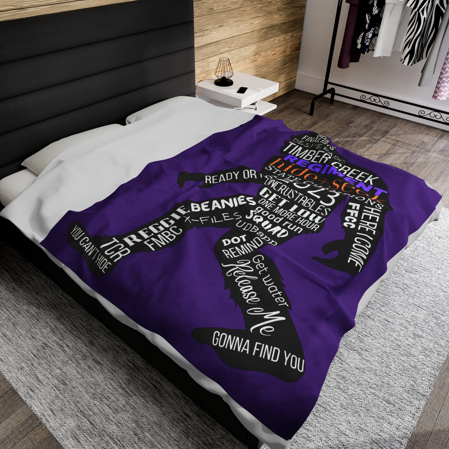 Purple Reggie Word Collage Plush Blanket