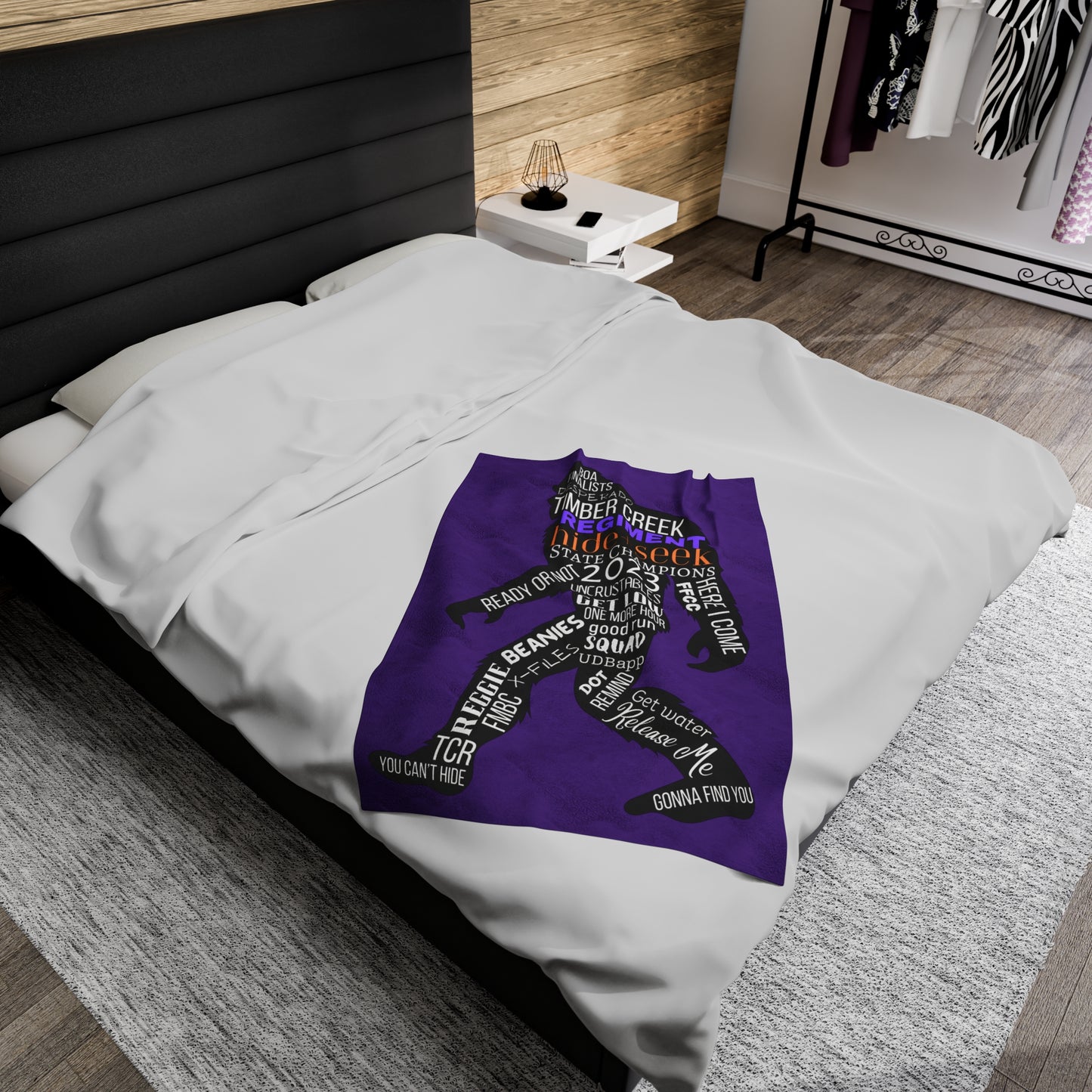 Purple Reggie Word Collage Plush Blanket