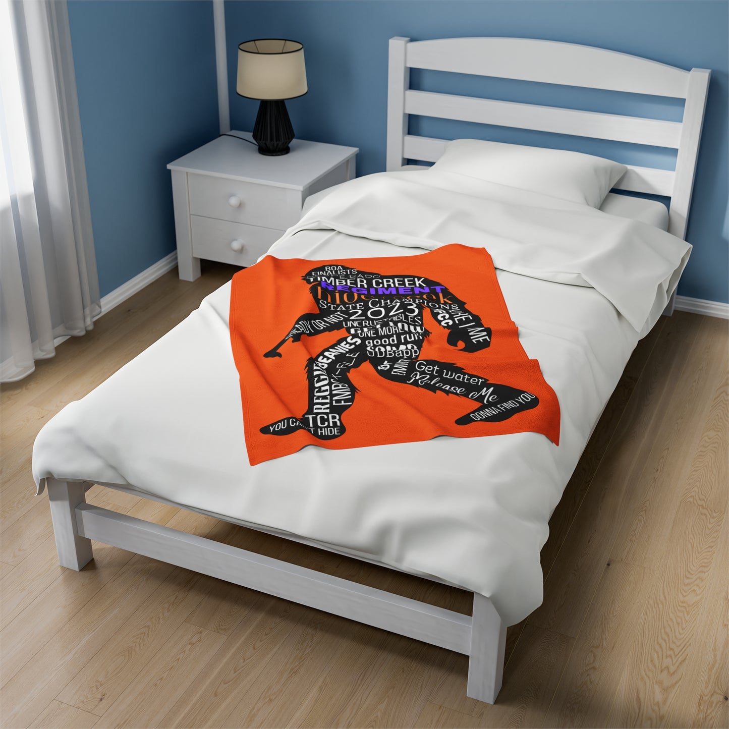 Orange Reggie Word Collage Plush Blanket