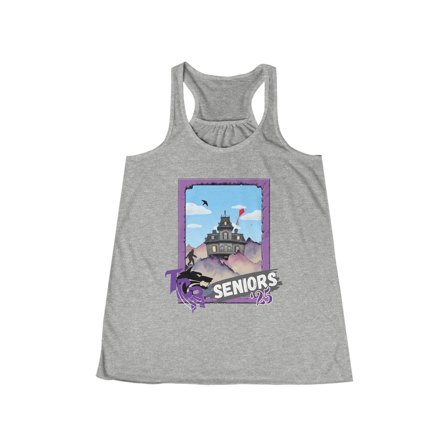 Women's TCR Seniors Class of 2025 Regiment  Flowy Racerback Tank with Show Design Elements