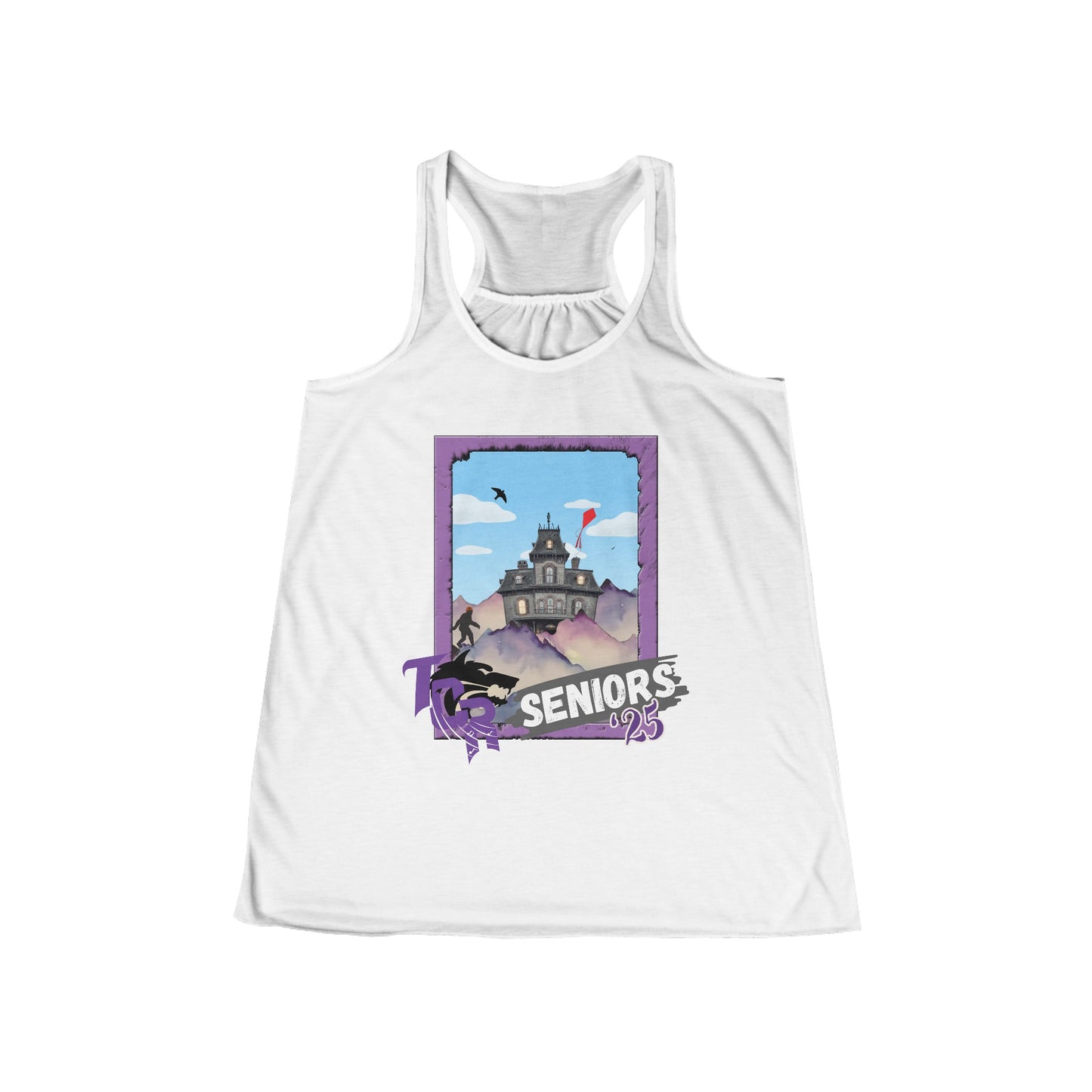 Women's TCR Seniors Class of 2025 Regiment  Flowy Racerback Tank with Show Design Elements