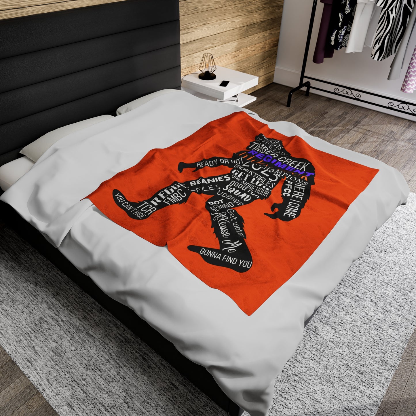 Orange Reggie Word Collage Plush Blanket