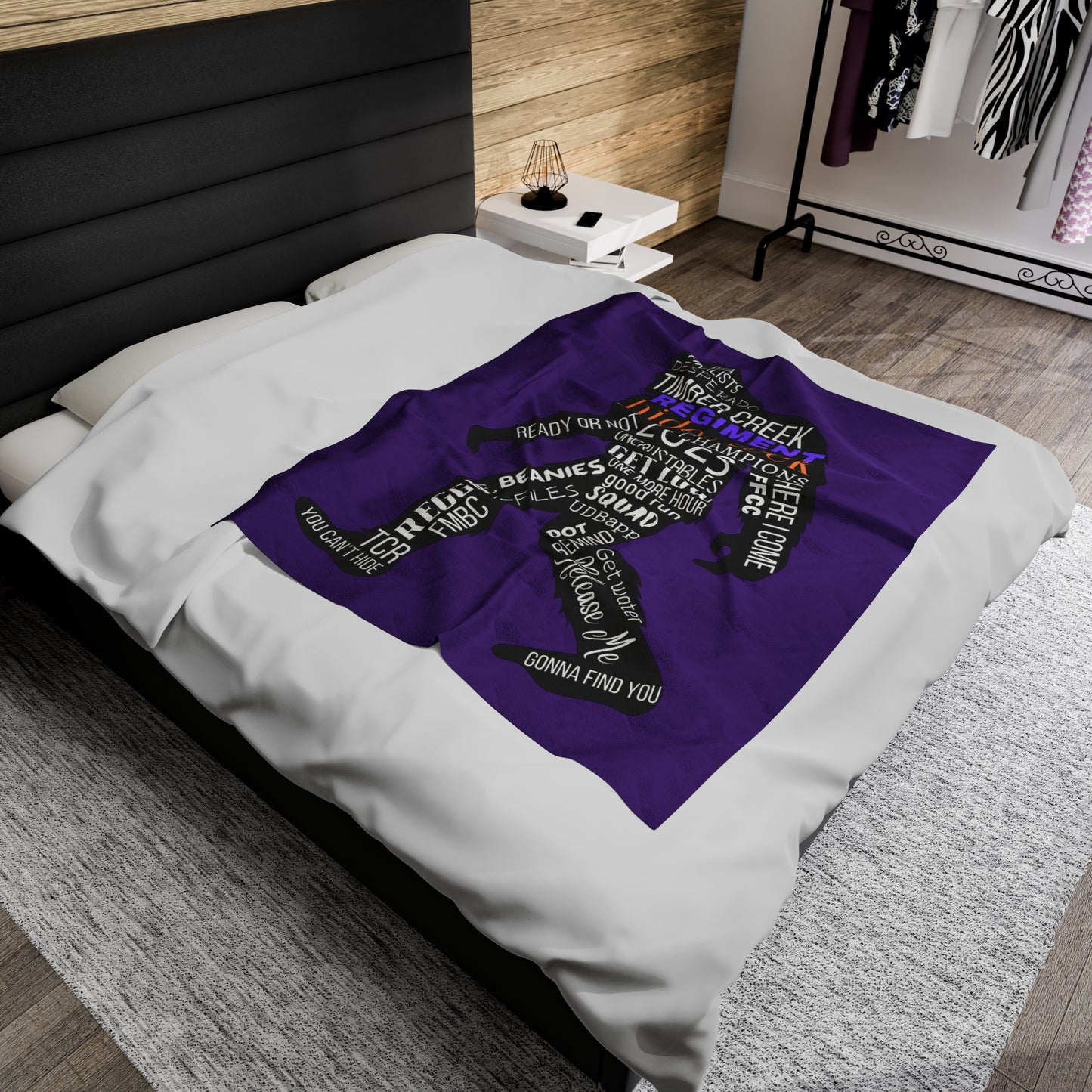 Purple Reggie Word Collage Plush Blanket