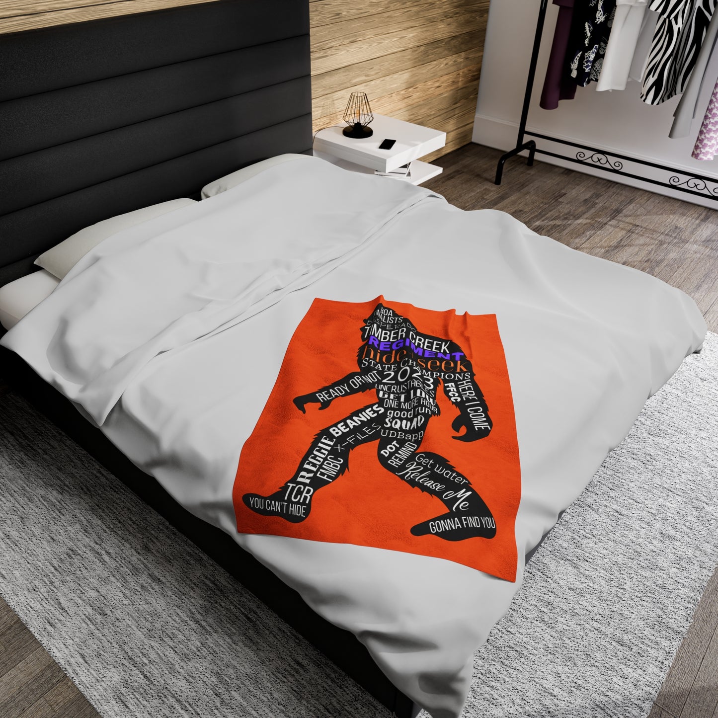 Orange Reggie Word Collage Plush Blanket