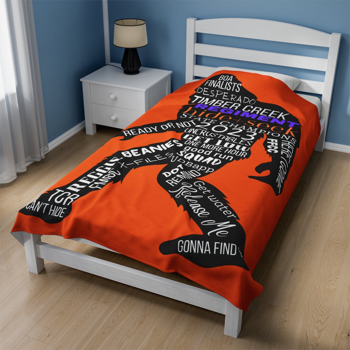 Orange Reggie Word Collage Plush Blanket