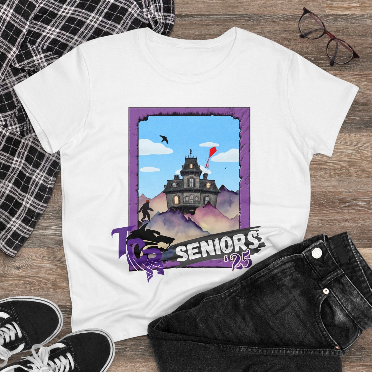 Women's TCR Seniors Class of 2025 Regiment Midweight Cotton Tee with Show Design Elements