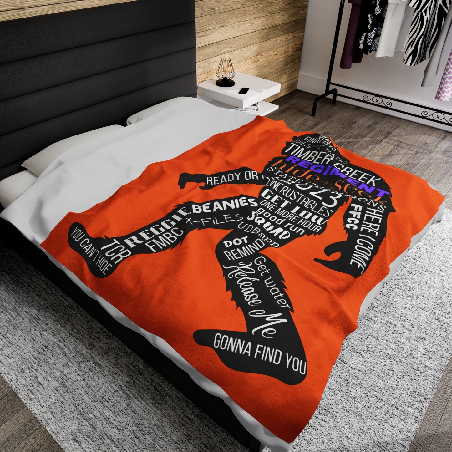 Orange Reggie Word Collage Plush Blanket